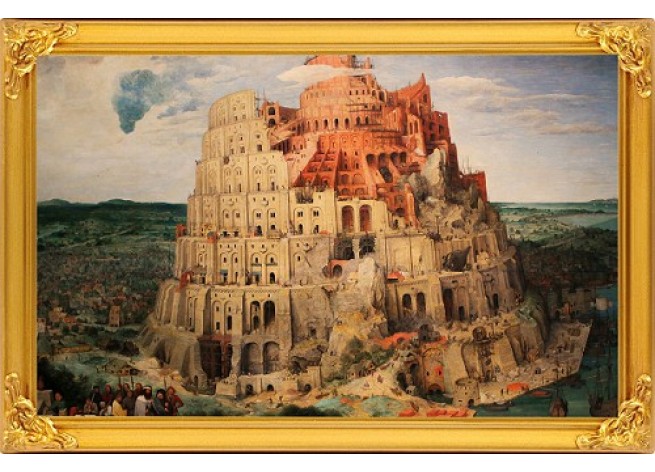 Наклейка на стену Вавилонская башня, знаменитая картина